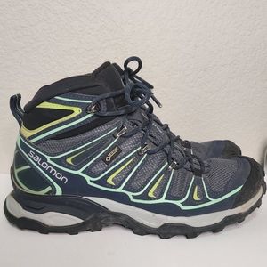 Salomon X Ultra Pioneer MID Women's 7.5 GTX Waterproof Hiking Boots Black Green